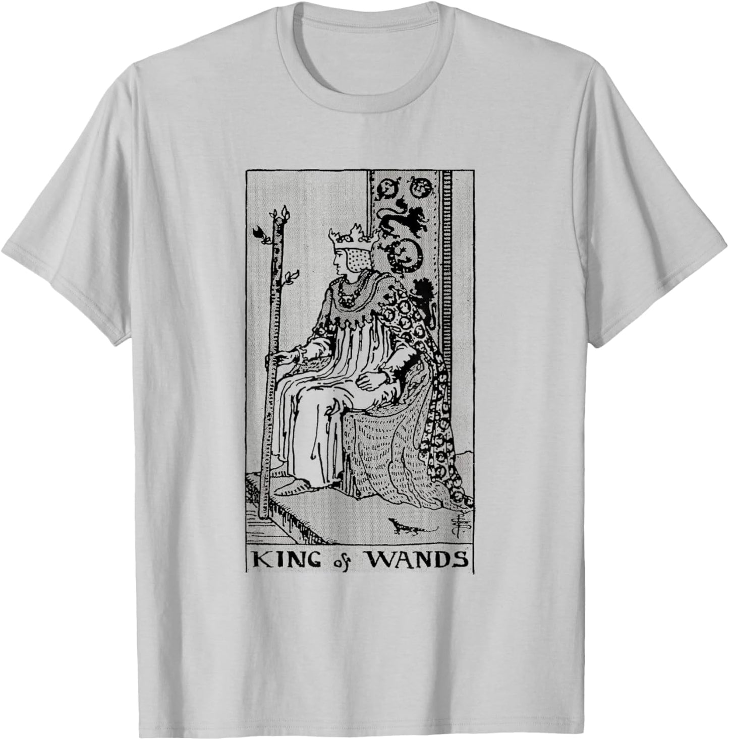 Vintage Tarot Card the Suit of Wands King T-Shirt - T-Shirt | Ash
