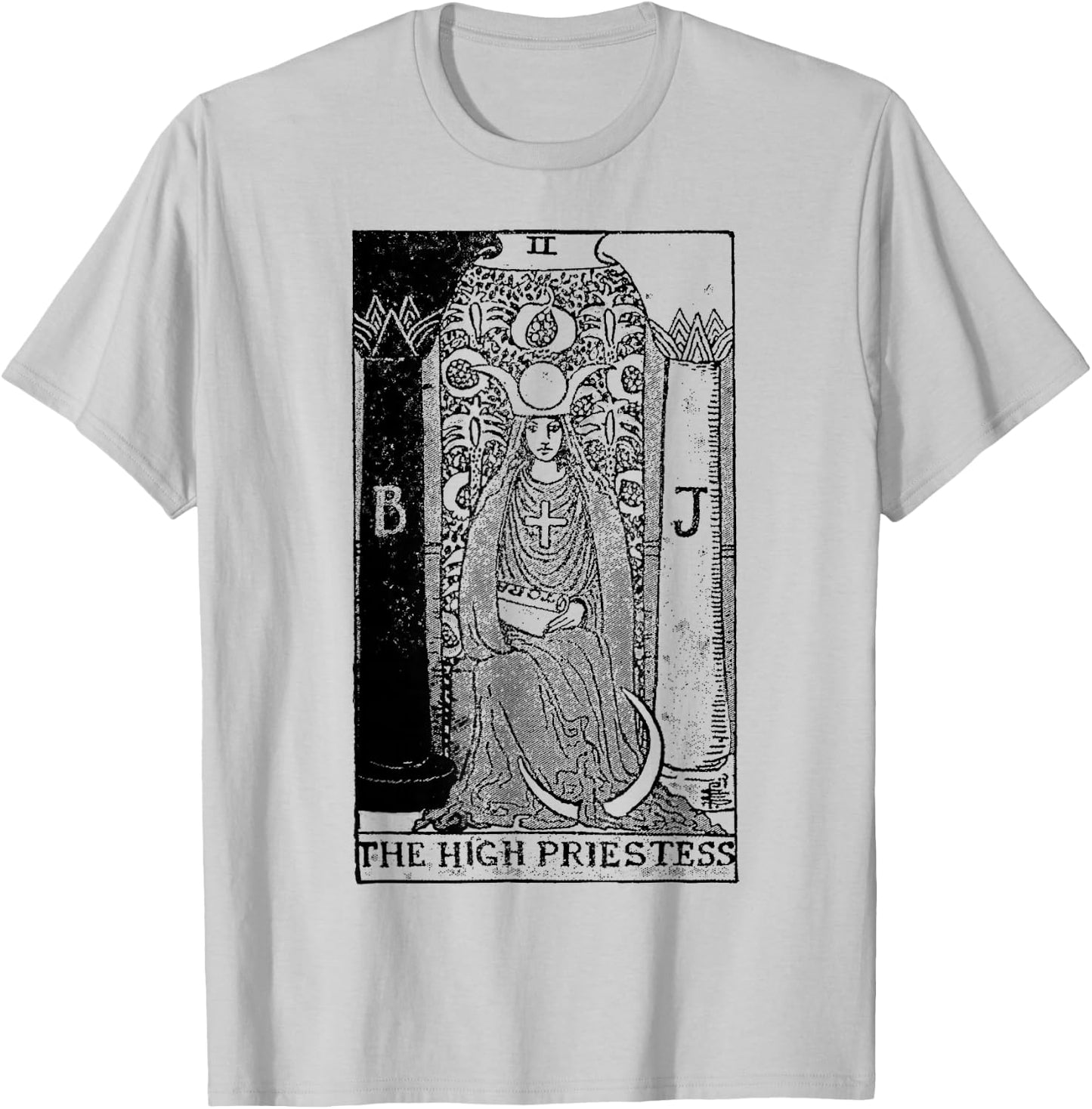 Vintage High Priestess Tarot Card T-Shirt - T-Shirt | Ash