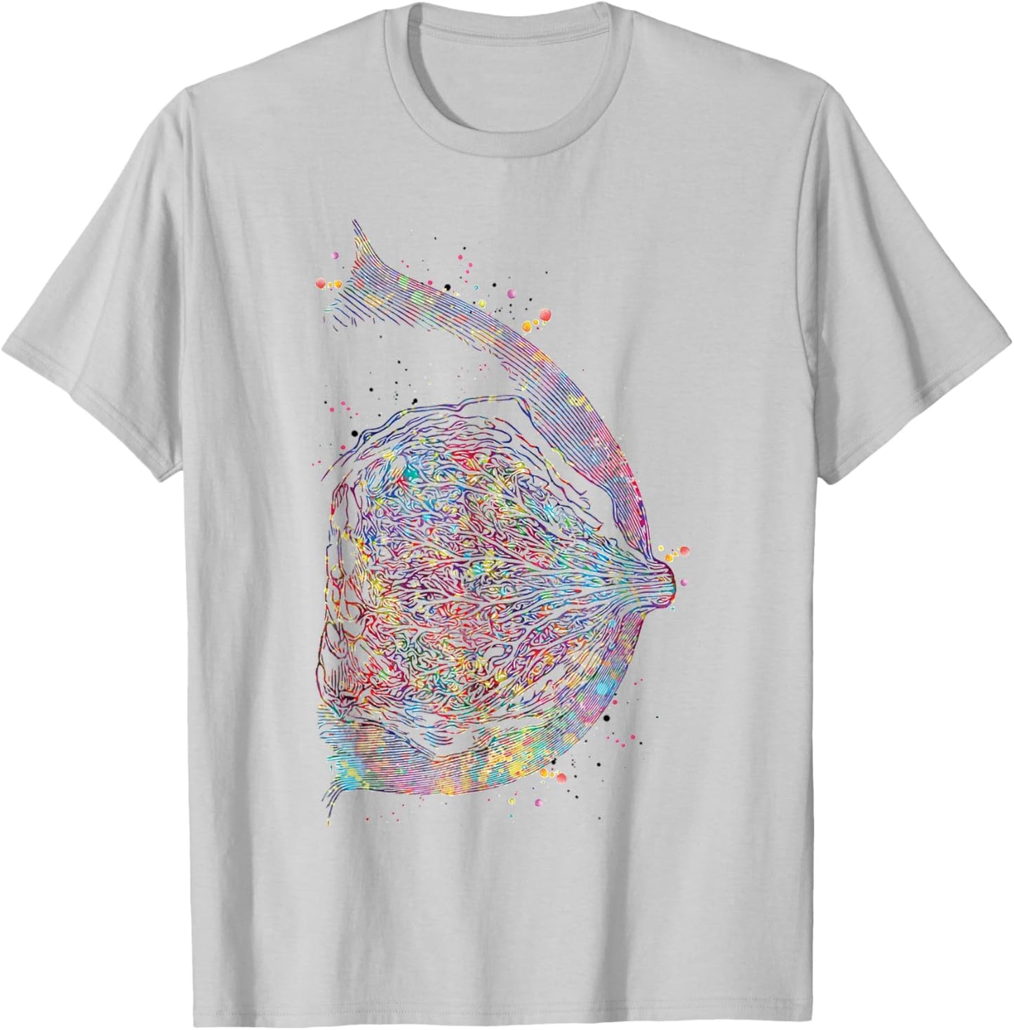 Breast Anatomy Watercolor Breast Cancer Medical T-Shirt - T-Shirt | Ash