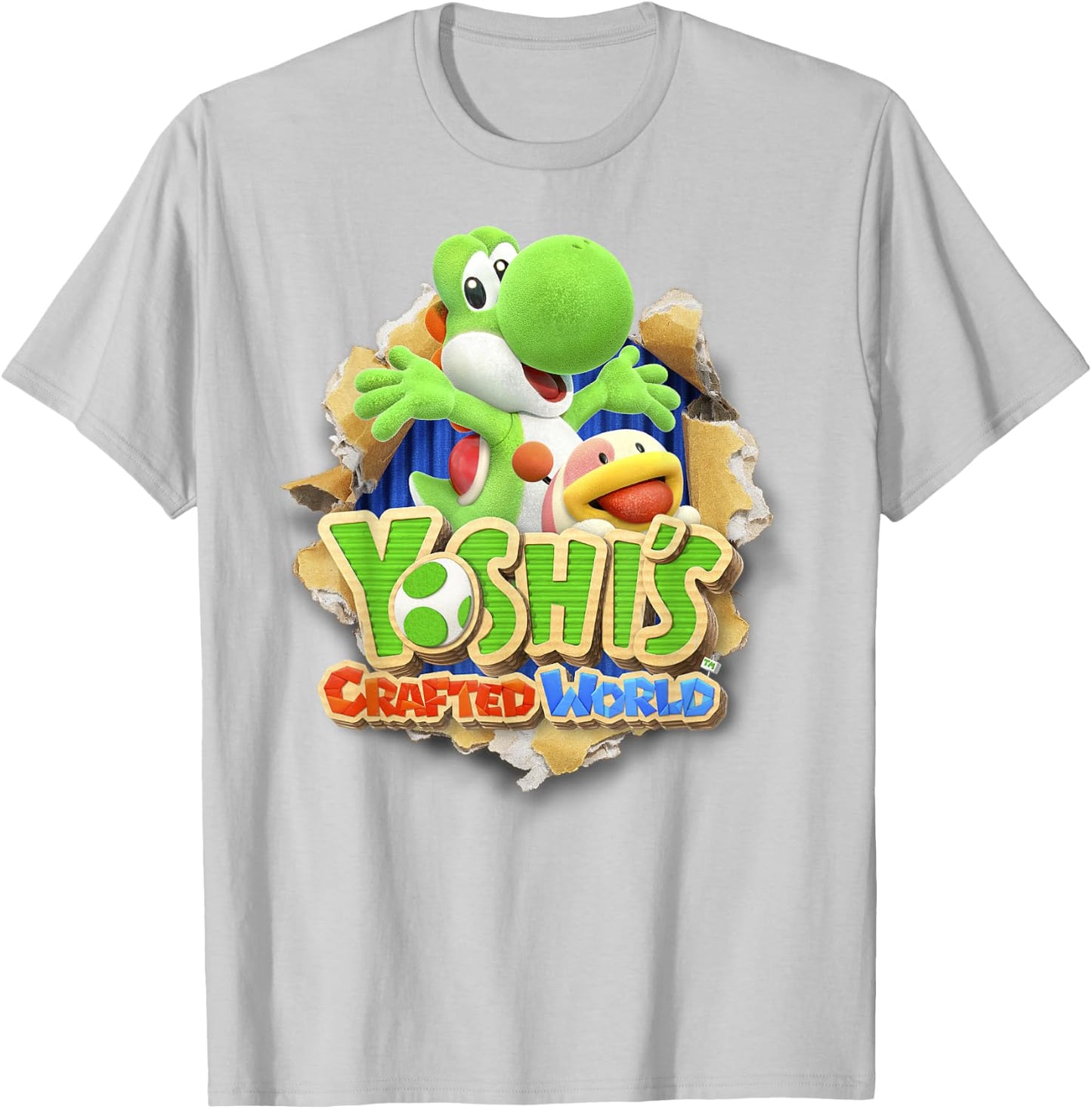 Yoshi's Crafted World Poochy Burst Game Logo Graphic T-Shirt - T-Shirt | Ash