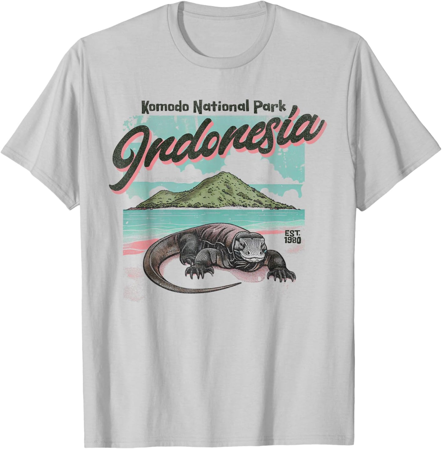 Komodo National Park Indonesia Est 1980 Komodo Dragon T-Shirt - T-Shirt | Ash