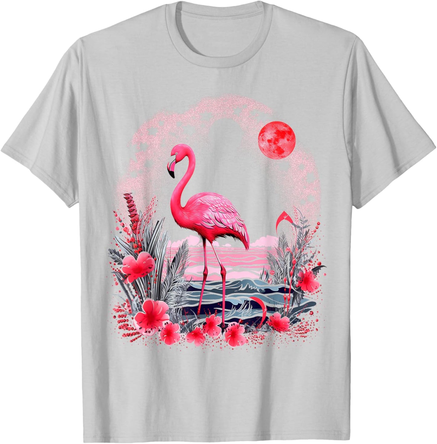 Flamingo Abstract Art Animal Nature Graphic Flamingo T-Shirt - T-Shirt | Ash