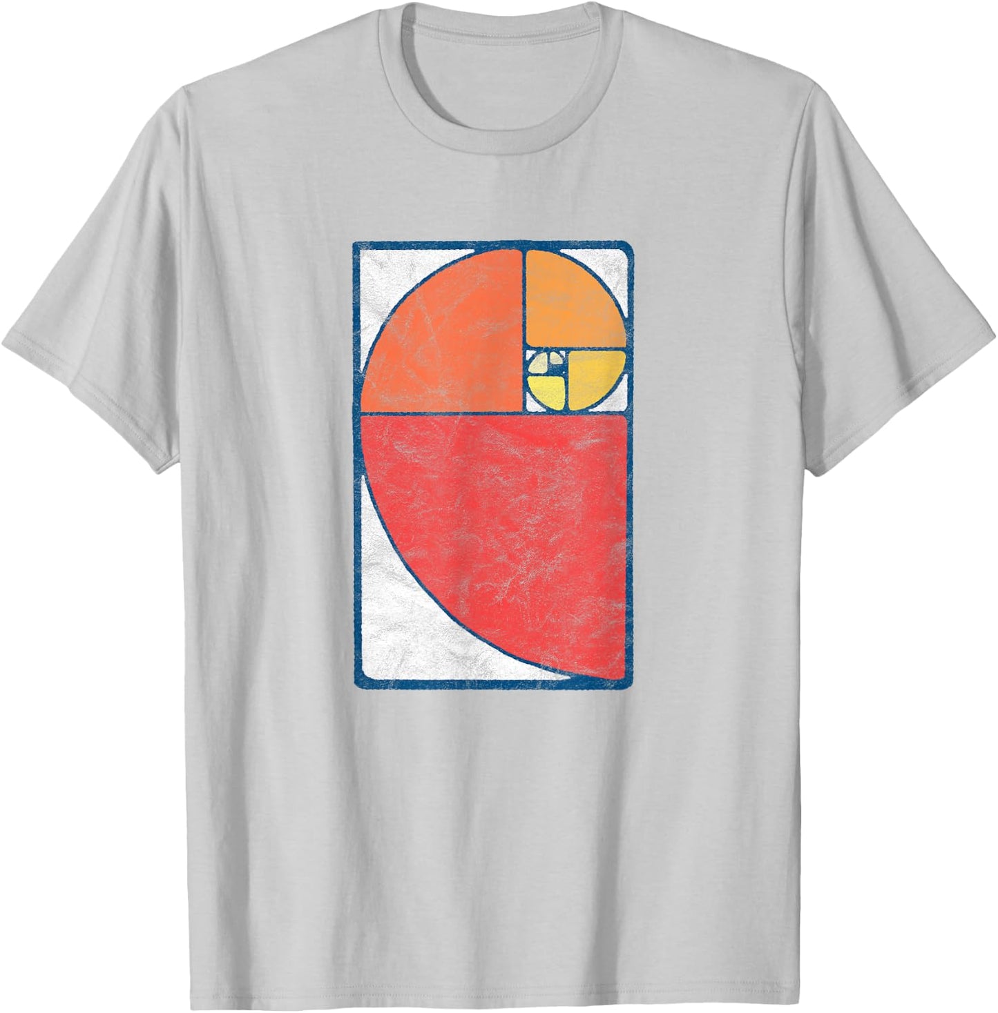 Vintage Fibonacci Sequence Golden Ratio Spiral Distressed T-Shirt - T-Shirt | Ash