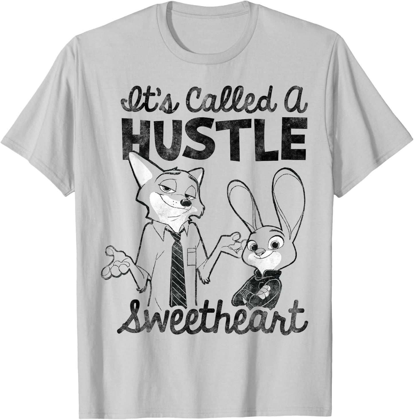Disney Zootopia Nick & Judy It's Called A Hustle Sweetheart T-Shirt - T-Shirt | Ash
