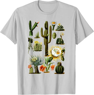 Vintage 70s Boho Botany Botanical Cactus Succulent Plant T-Shirt - T-Shirt | Ash