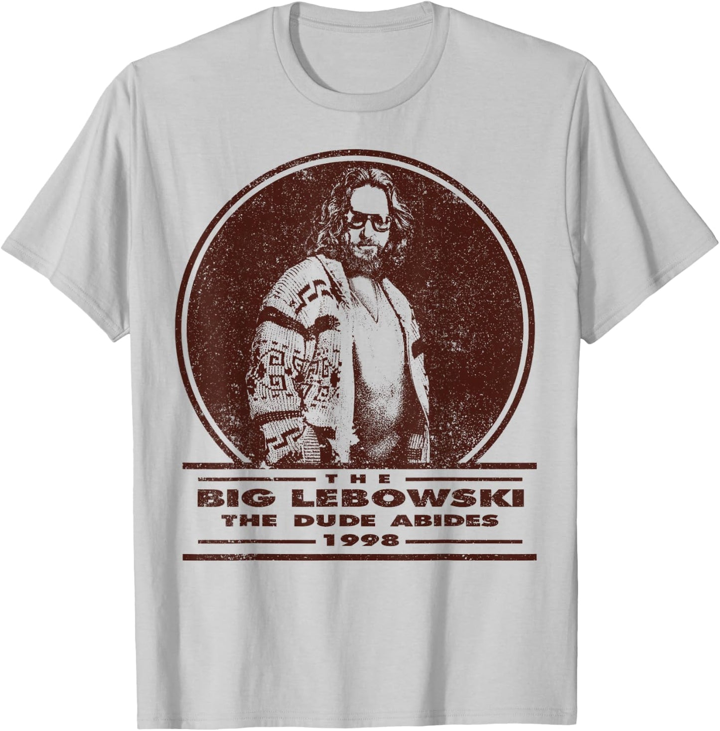 The Big Lebowski Distressed Dude Abides Stamp T-Shirt - T-Shirt | Ash