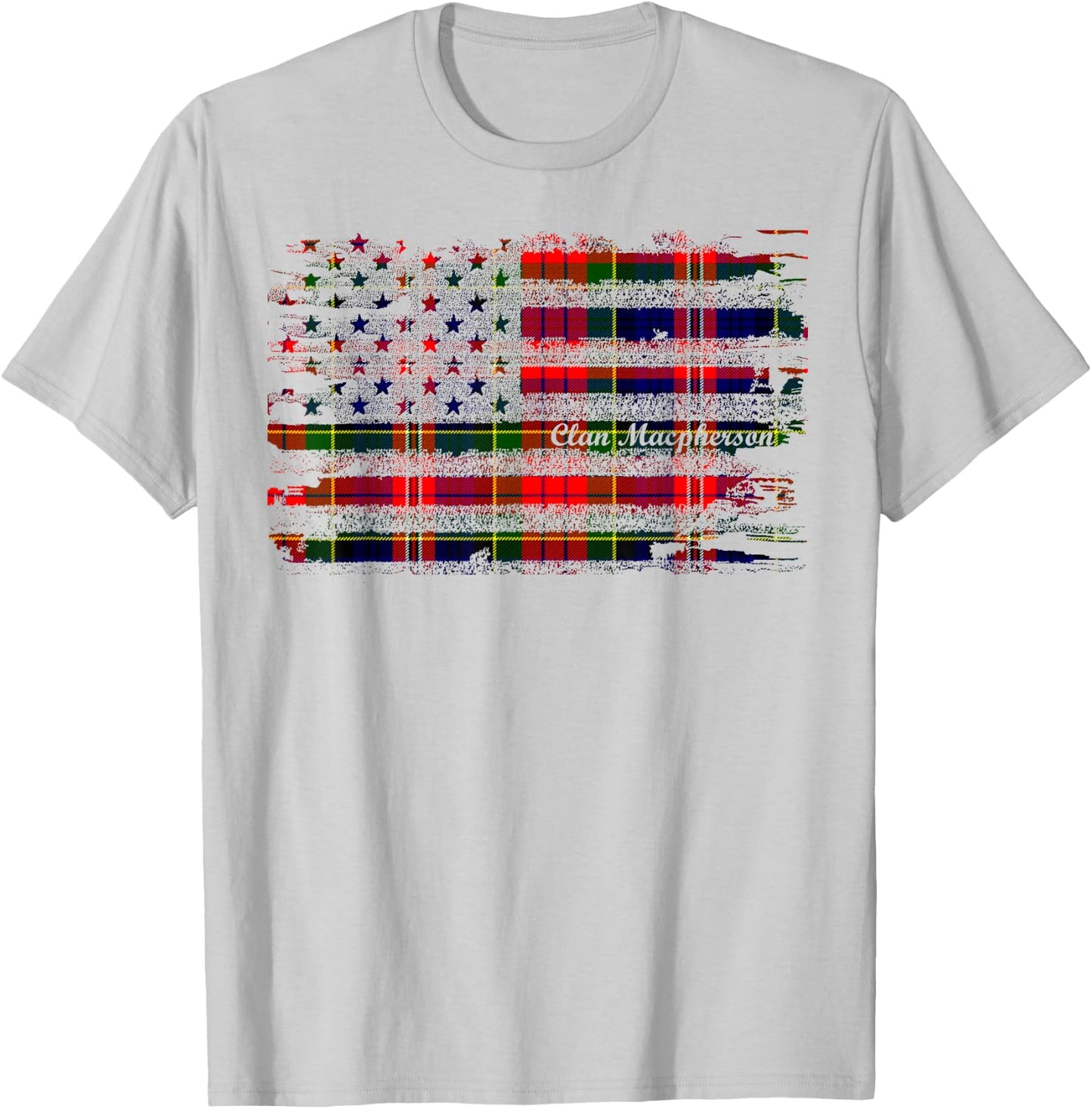 Macpherson surname American Flag Scottish Clan Tartan T-Shirt - T-Shirt | Ash