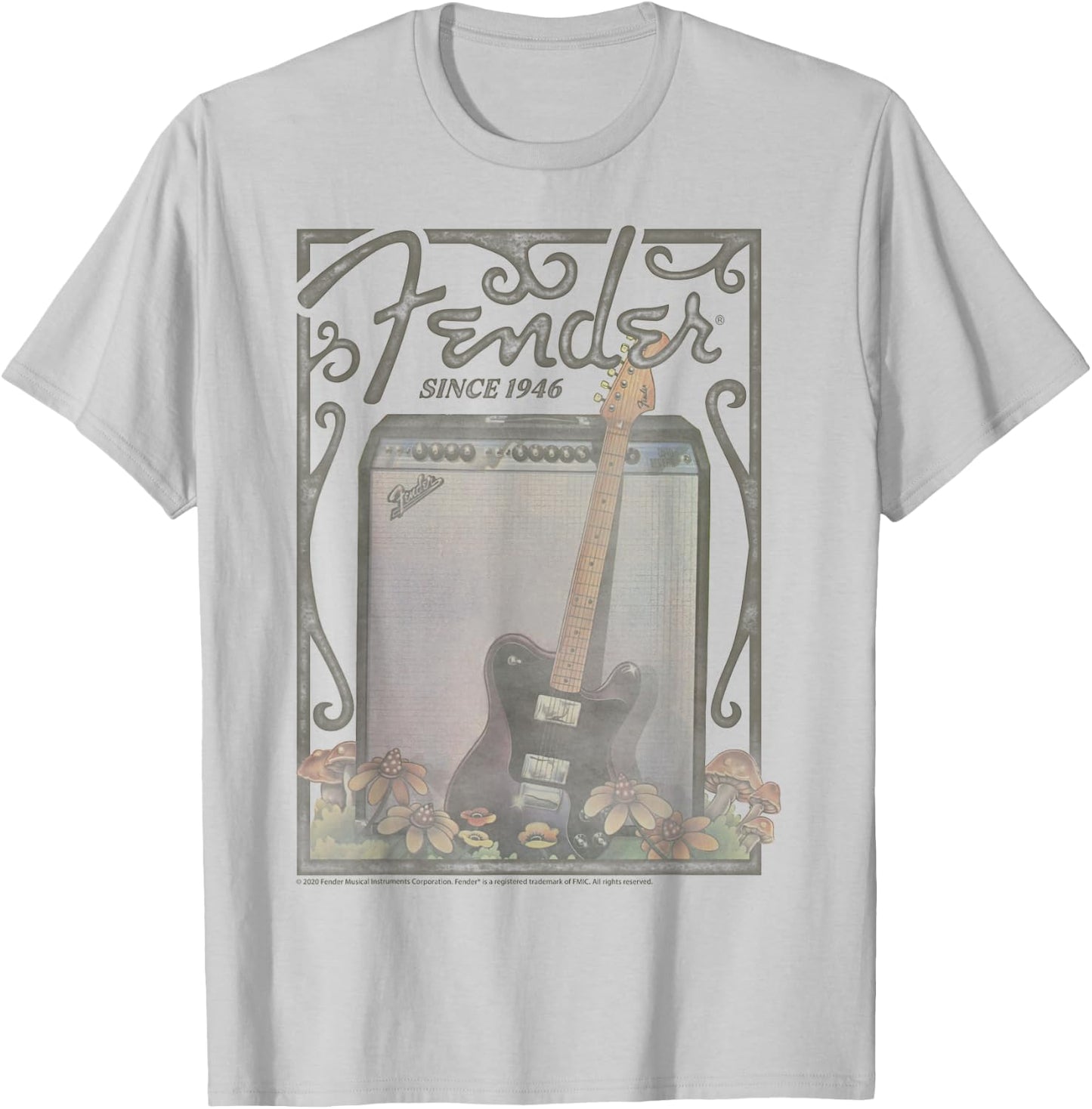 Fender Since 1946 Floral Poster T-Shirt - T-Shirt | Ash
