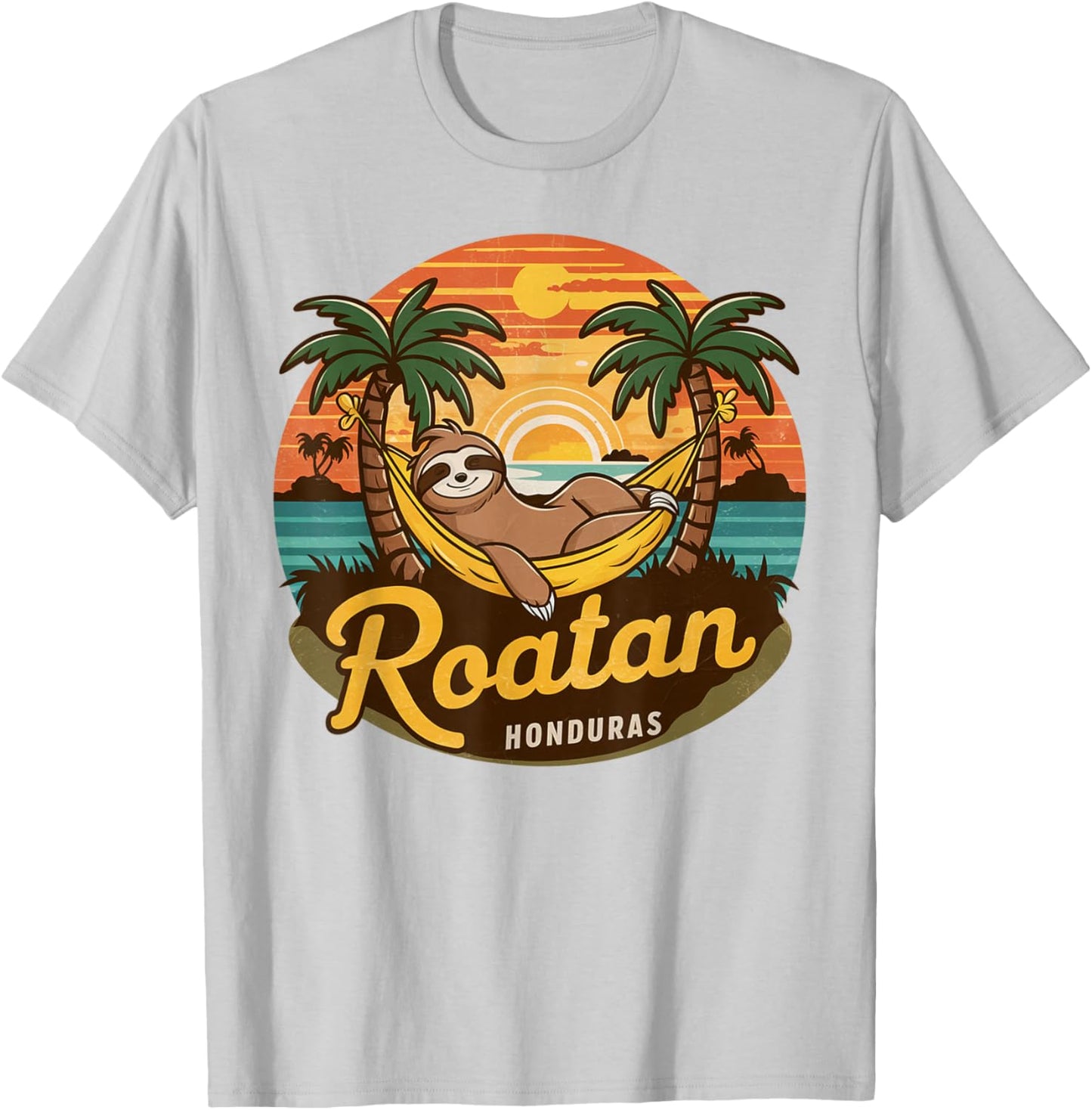 Roatan Sloth, Roatan Honduras Sloth, Roatan T-Shirt - T-Shirt | Ash