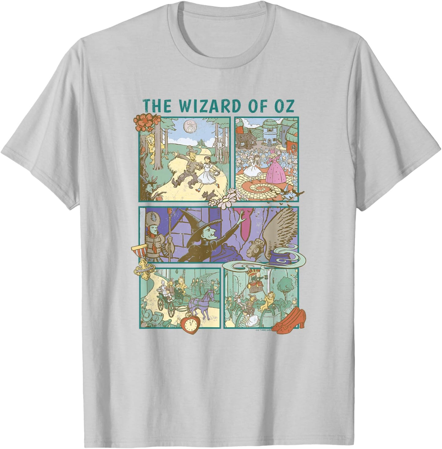 The Wizard of Oz Illustrated Storytime Panels T-Shirt - T-Shirt | Ash