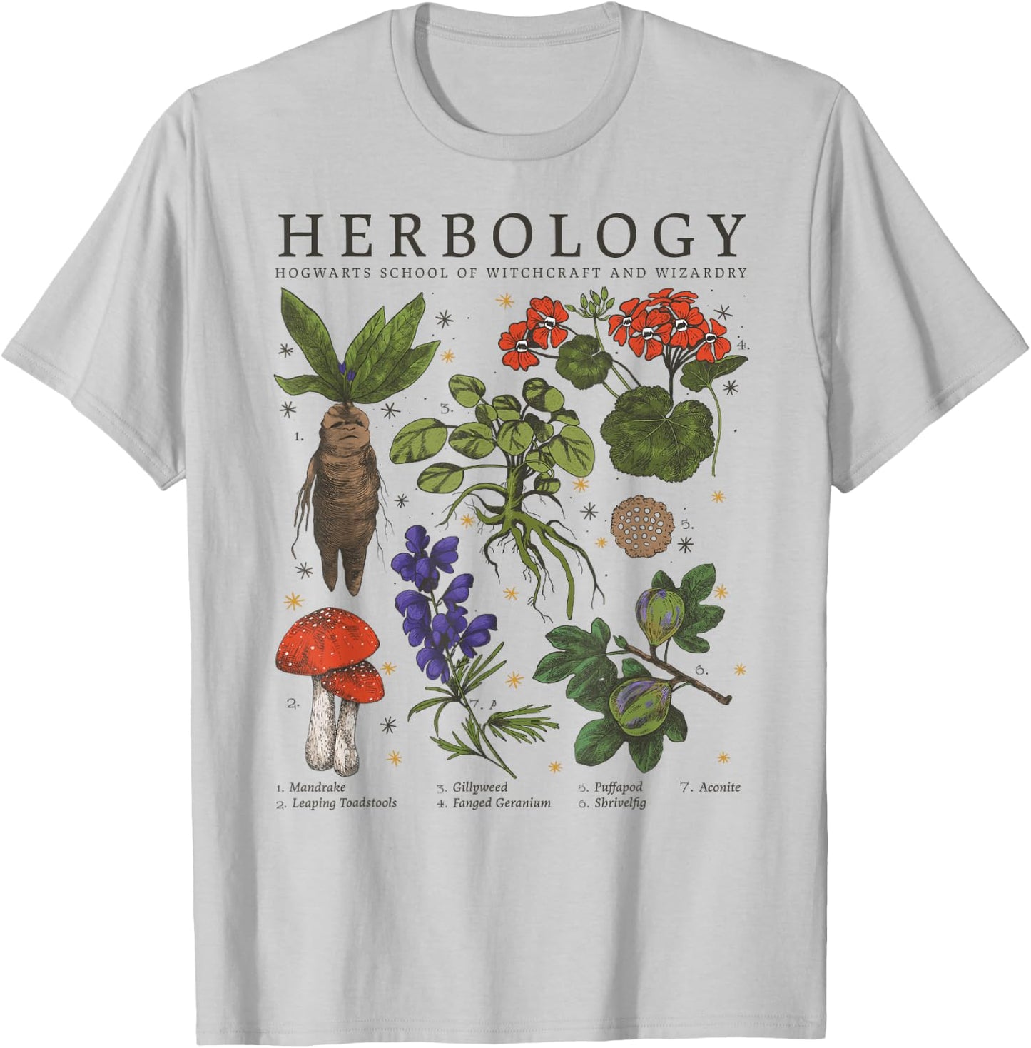Harry Potter Herbology Plants Short Sleeve T-Shirt - T-Shirt | Ash