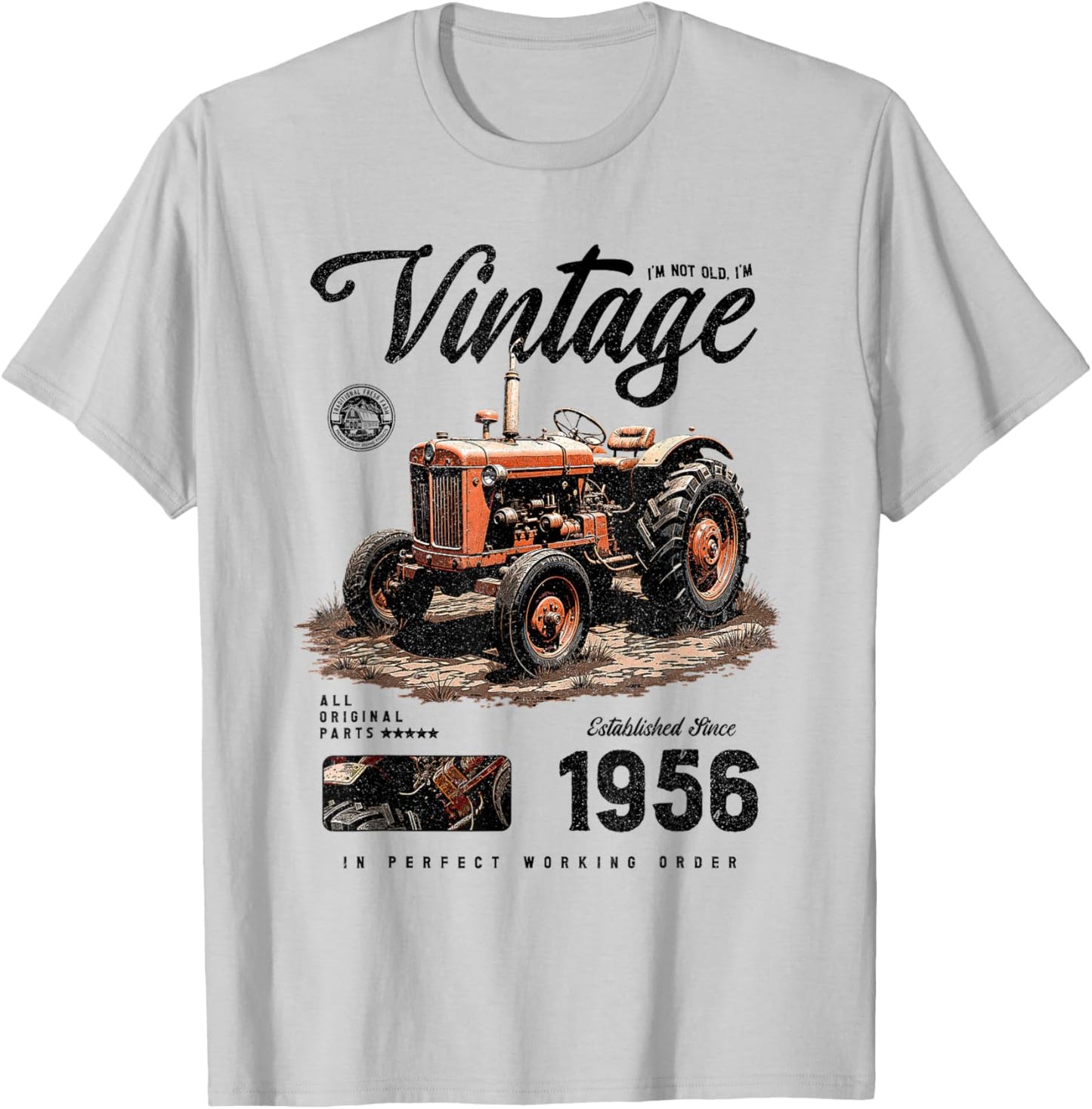 Anniversaire de l'agriculteur de tracteur vintage né en 1956 T-Shirt - T-Shirt | Ash