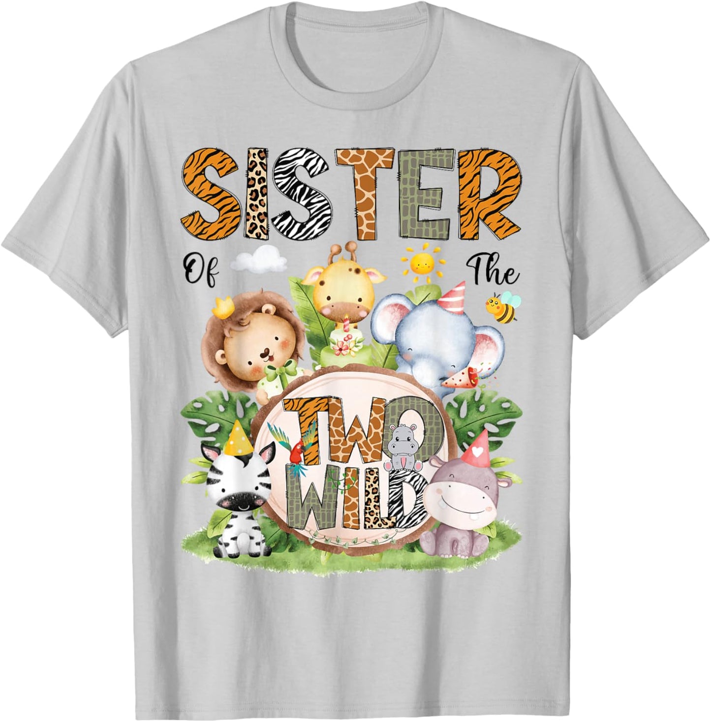 Sister of The Two Wild Safari Jungle 2nd Birthday Boy T-Shirt - T-Shirt | Ash
