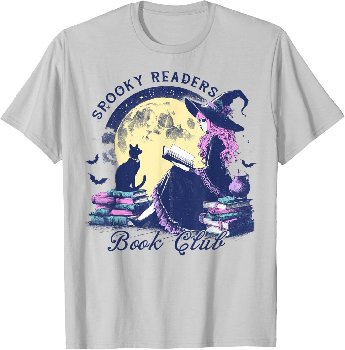 Vintage Sexy Witch Spooky Readers Book Lover Club Halloween T-Shirt - T-Shirt | Ash