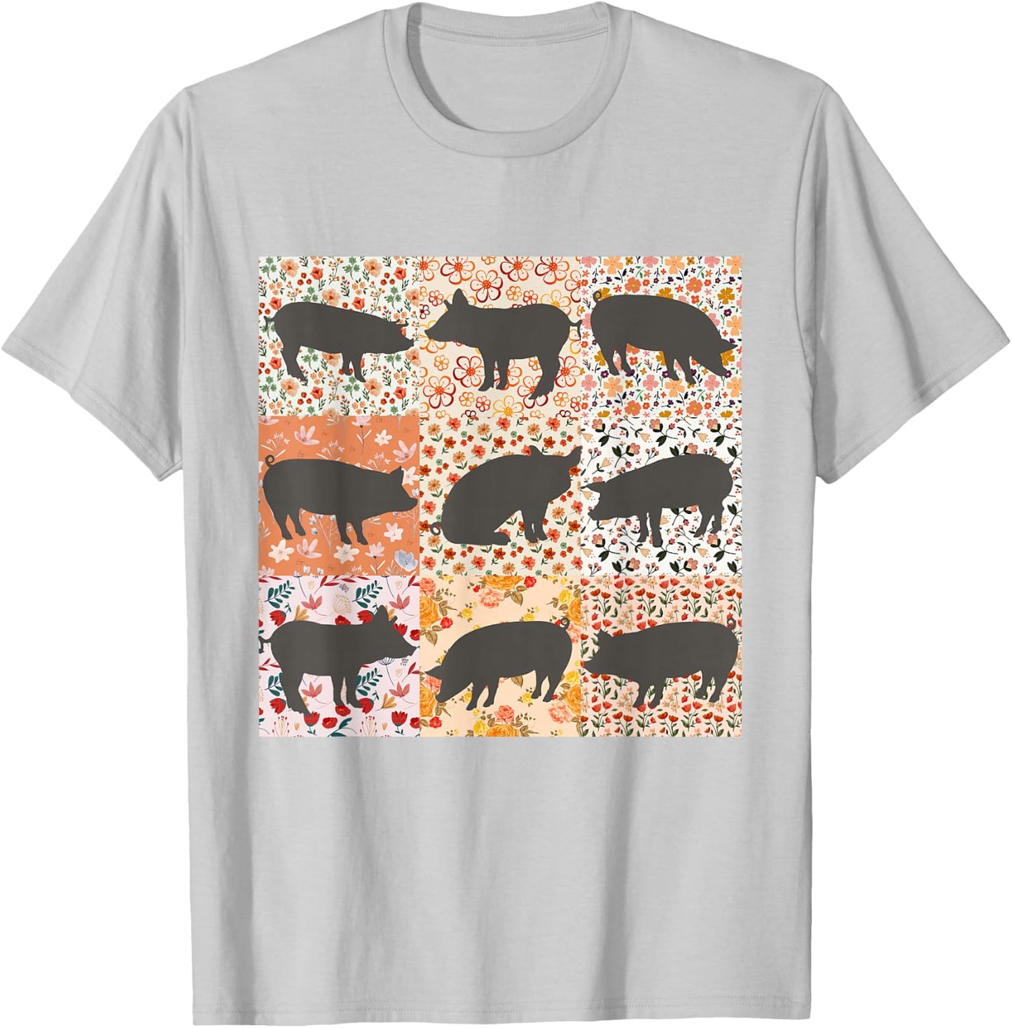 Pig Mom Pig Lover Show Mom Farm Life Farmer Floral Boho Pig T-Shirt - T-Shirt | Ash