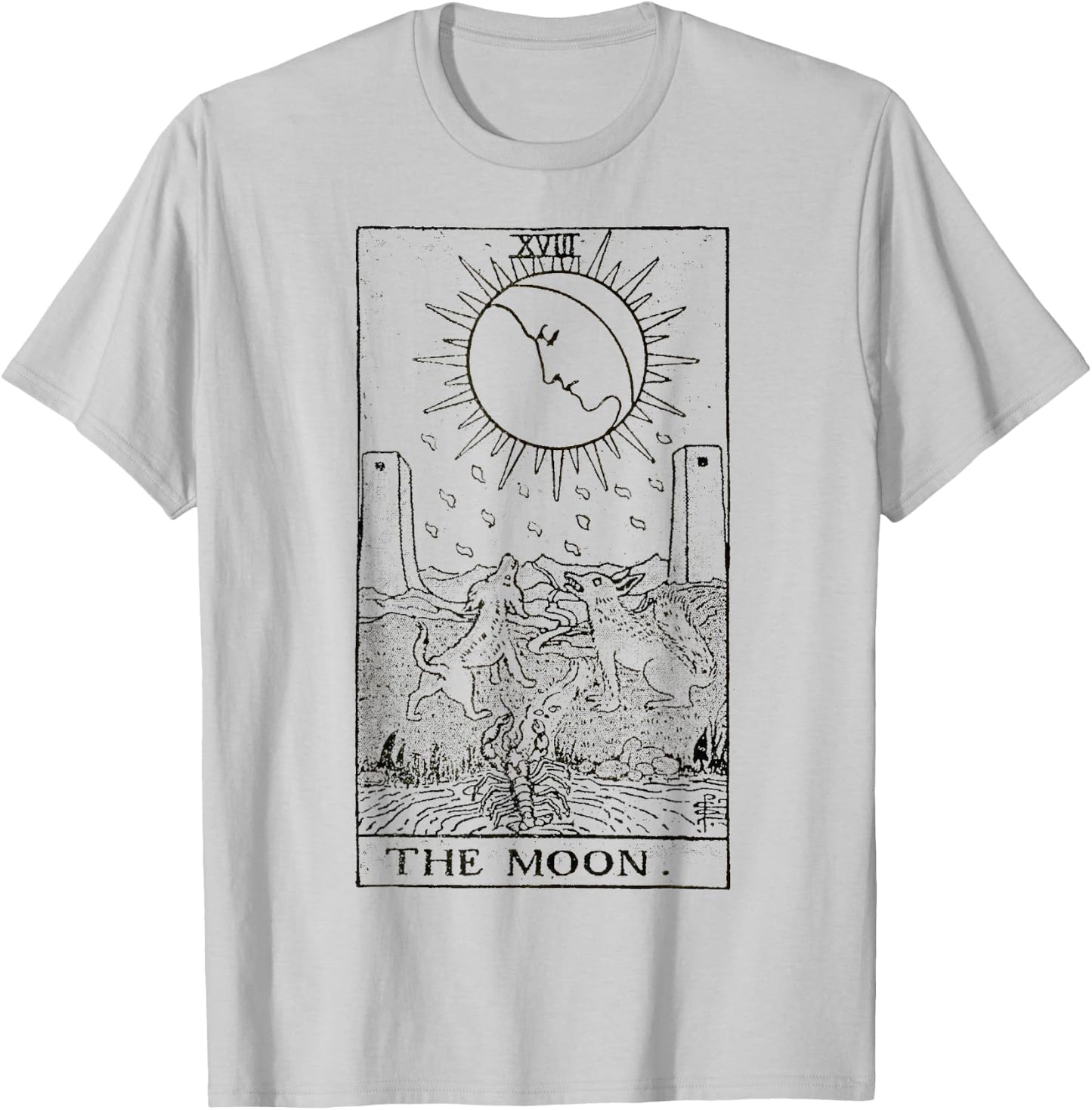 The Moon Tarot Card Vintage T-Shirt - T-Shirt | Ash