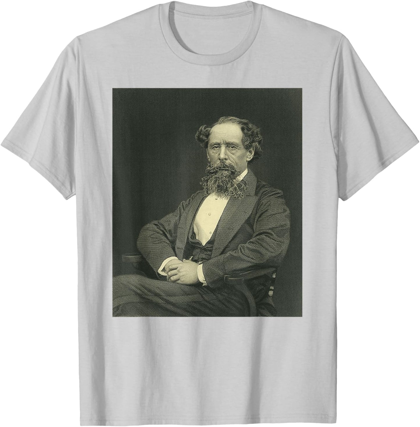 Vintage Portrait Retro Charles Dickens T-Shirt - T-Shirt | Ash
