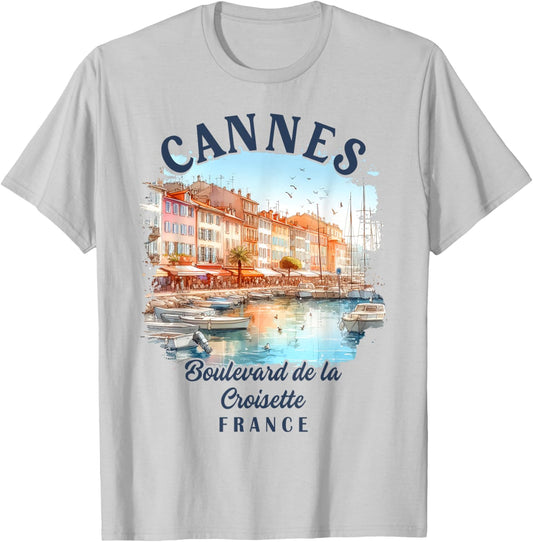 Cannes France Travel Trip Cannes Boulevard De La Croisette T-Shirt - T-Shirt | Ash