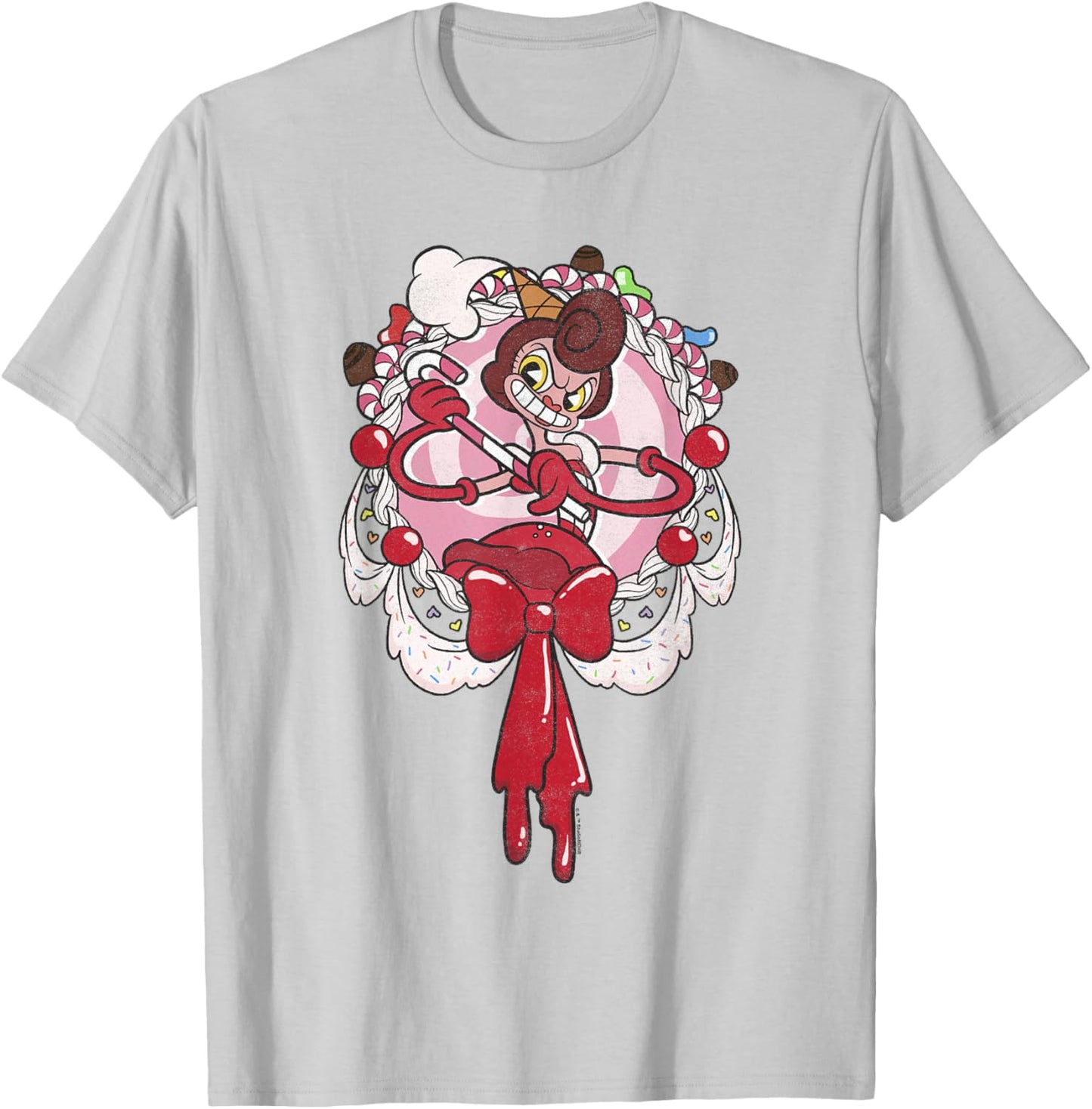 Cuphead Baroness Von Bon Bon Melting Candy Frame Portrait T-Shirt - T-Shirt | Ash