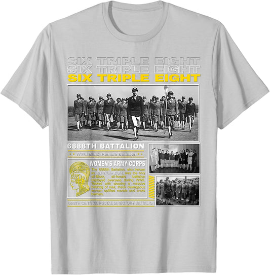 6888th Battalion WWII All-Black Female Unit T-Shirt - T-Shirt | Ash