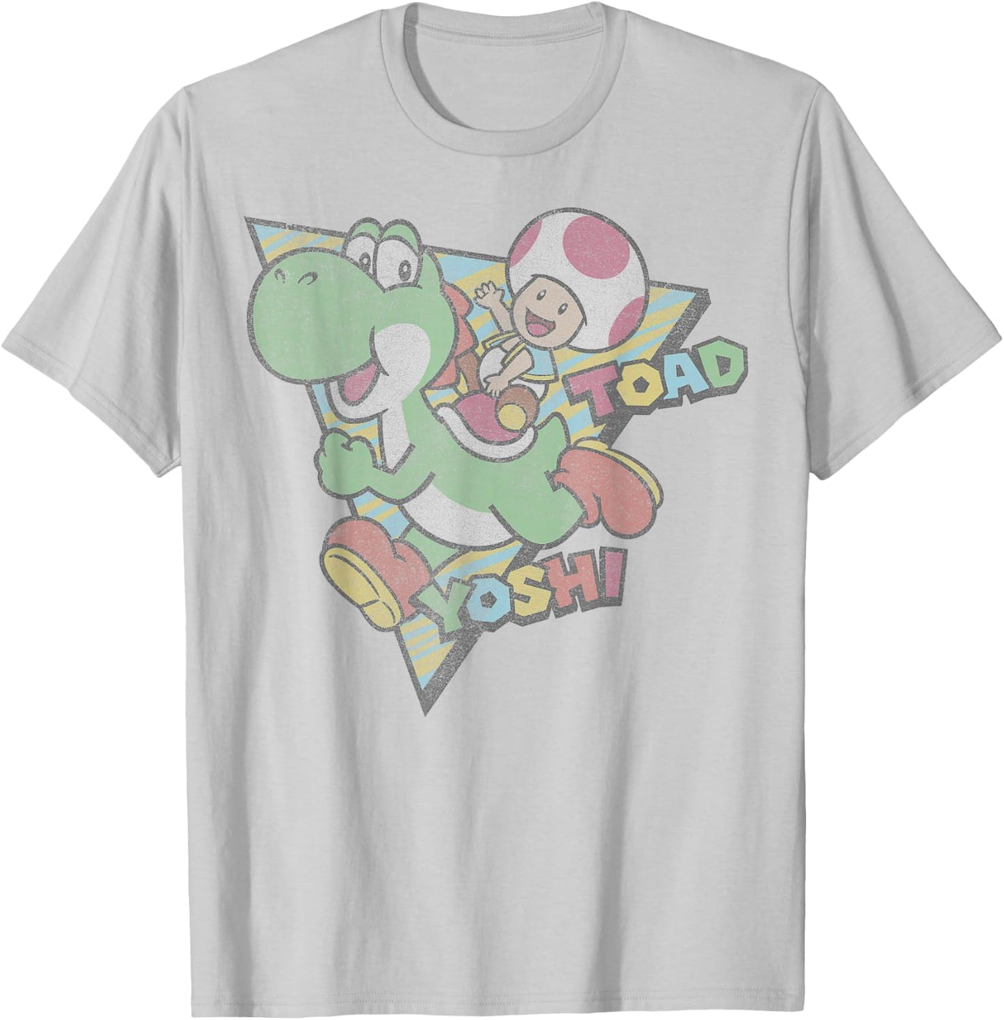 Super Mario Toad & Yoshi Vintage Nintendo Game Portrait T-Shirt - T-Shirt | Ash
