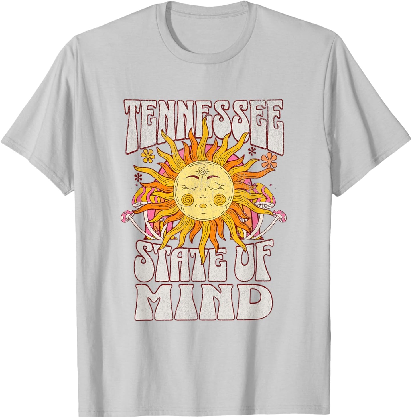 Retro Tennessee State Of Mind | Tennessee Lovers Distressed T-Shirt - T-Shirt | Ash