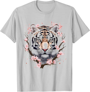Tiger Animal Nature Motif Abstract Art Face Tiger T-Shirt - T-Shirt | Ash