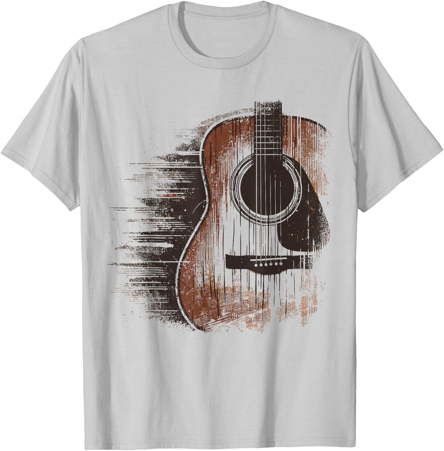 Musician Guitarist Distressed Acoustic Guitar , -Adults, Blue, Small, Short Sleeve T-Shirt - T-Shirt | Ash