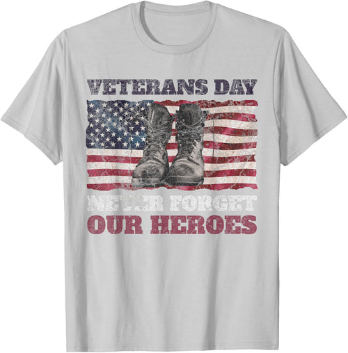 Veterans Day Never Forget Our Heroes USA Flag Soldiers Boots Women Men
