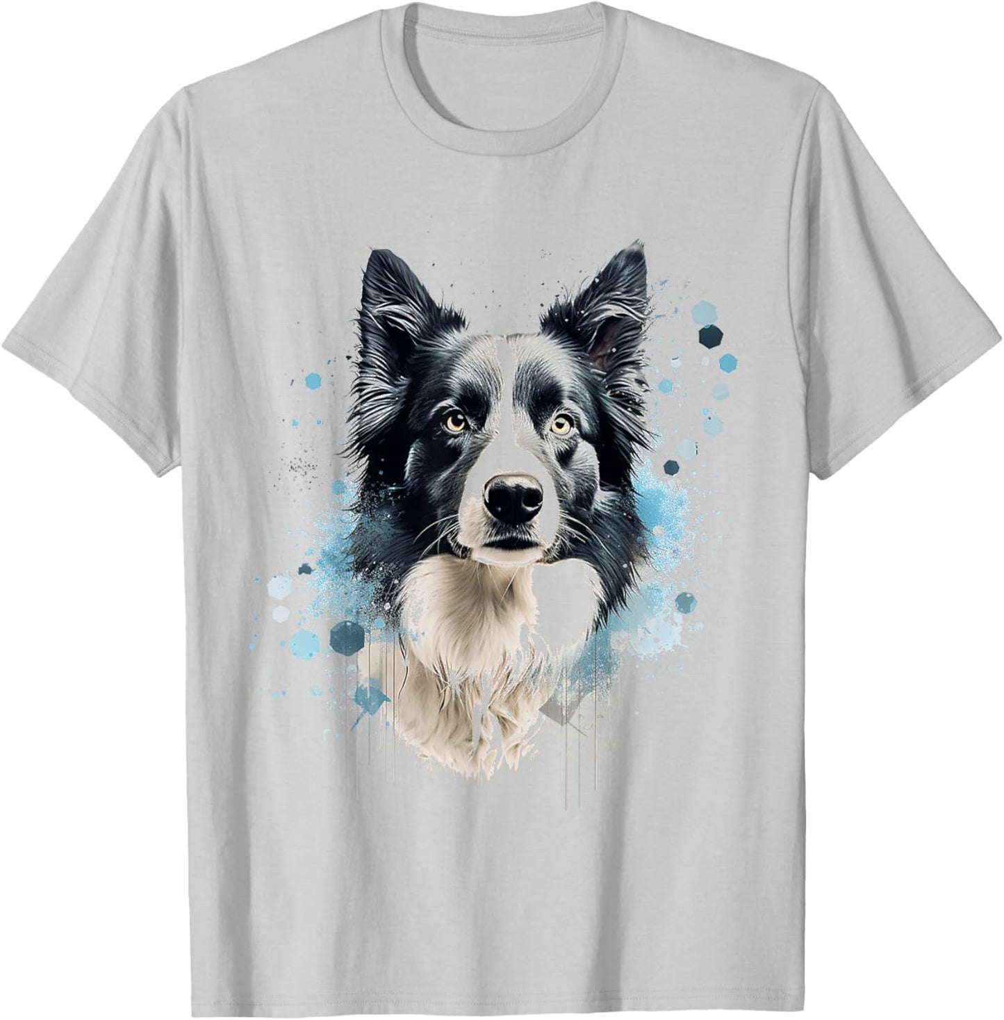 Border Collie Abstract Motif Painting Animal Border Collie T-Shirt - T-Shirt | Ash