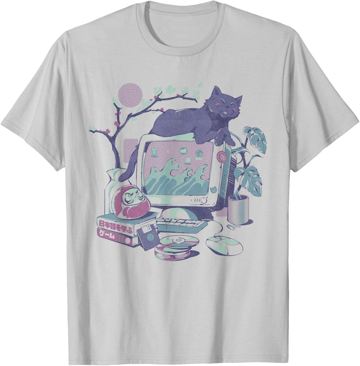 Vaporwave Desktop Collection Vintage Japanese Aesthetics T-Shirt - T-Shirt | Ash