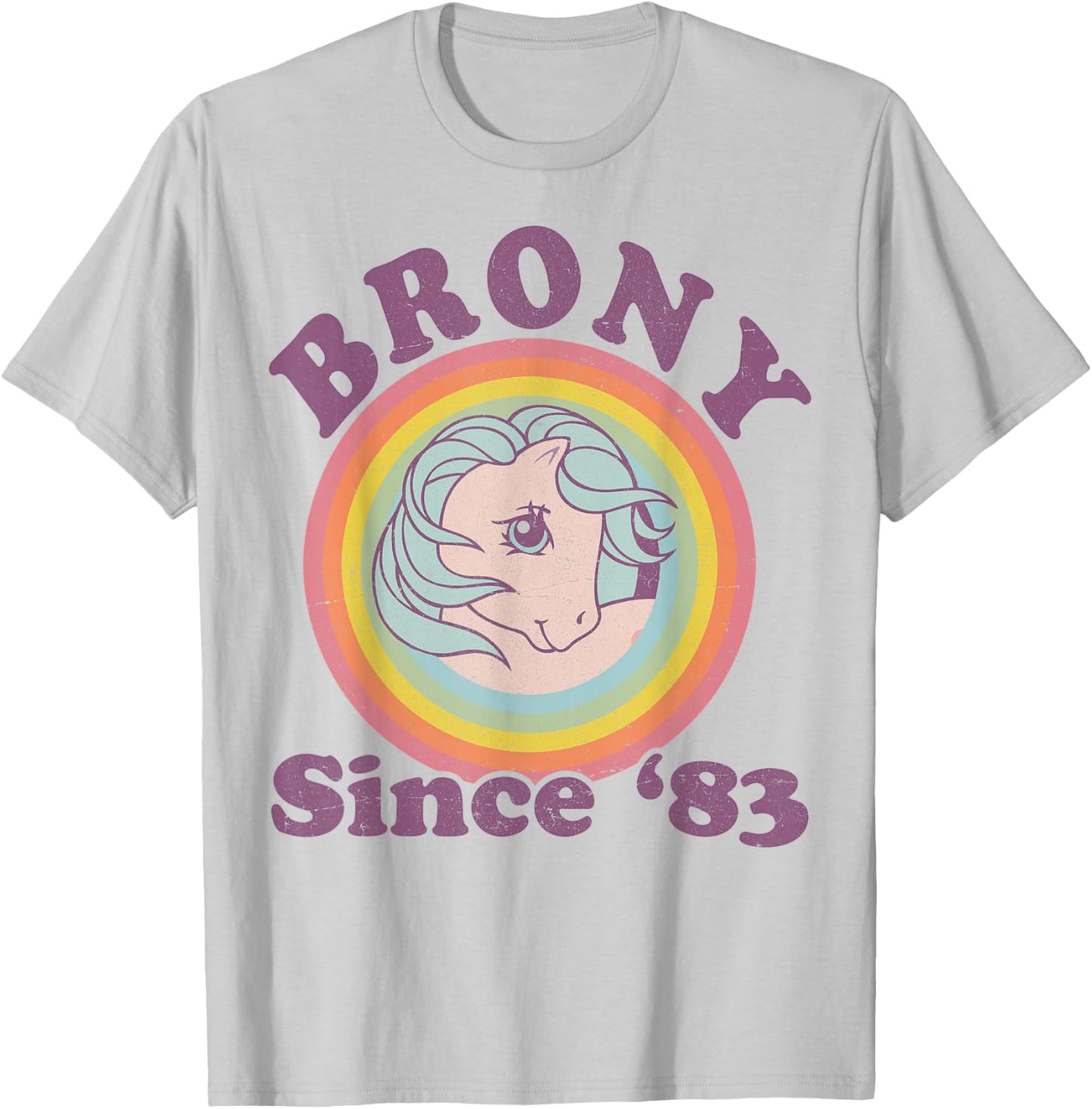 My Little Pony Brony Since '83 Retro Rainbow Circle T-Shirt - T-Shirt | Ash
