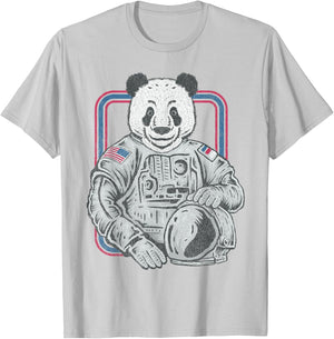 Vintage Retro Panda Shirt Astronaut 70s 80s Panda T-Shirt - T-Shirt | Ash