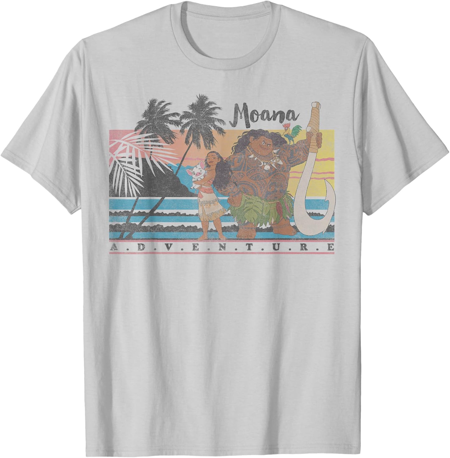 Disney Moana & Maui Adventure Faded Portrait T-Shirt - T-Shirt | Ash