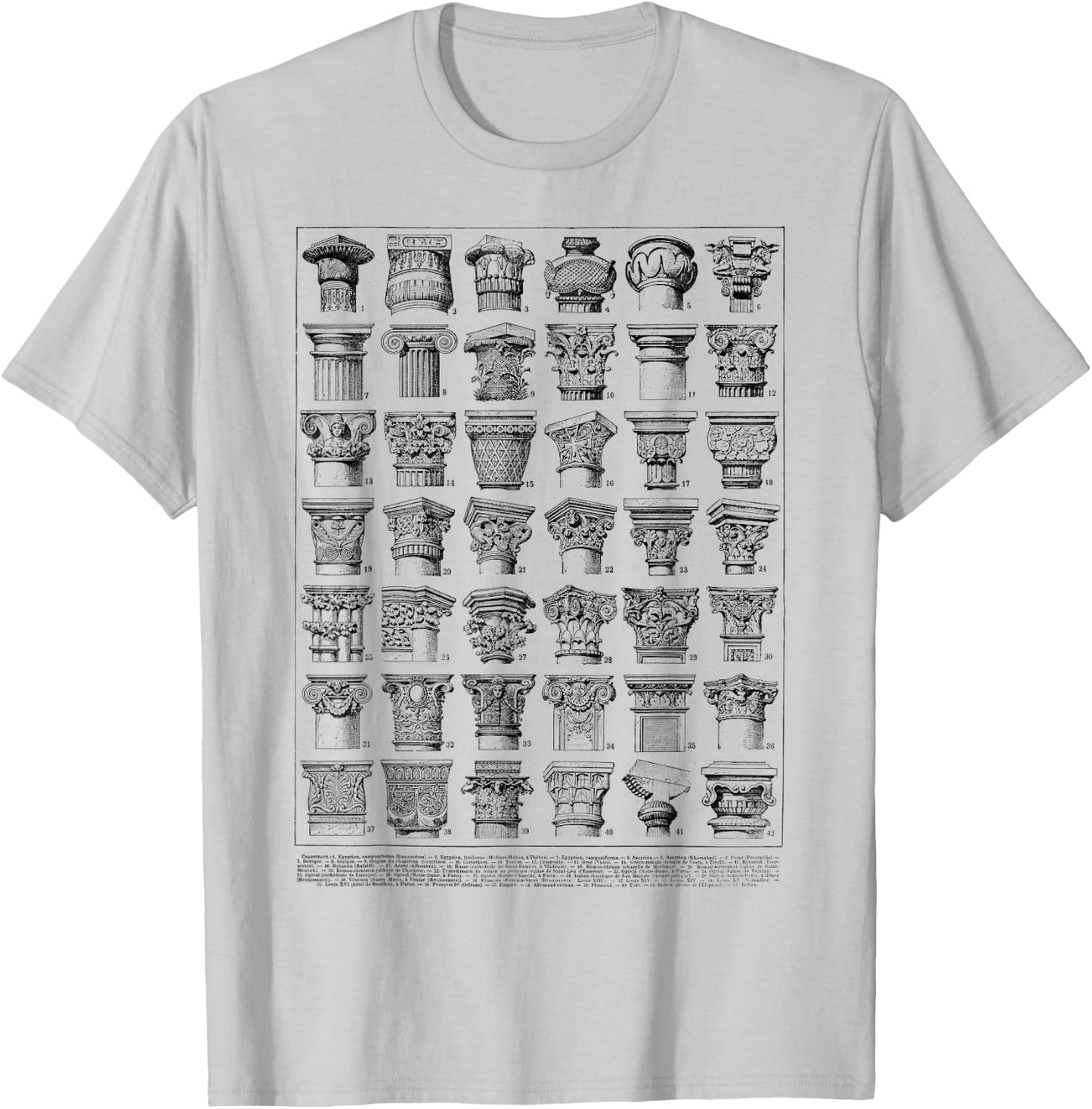 Vintage Roman Column Chart Architecture T-Shirt - T-Shirt | Ash