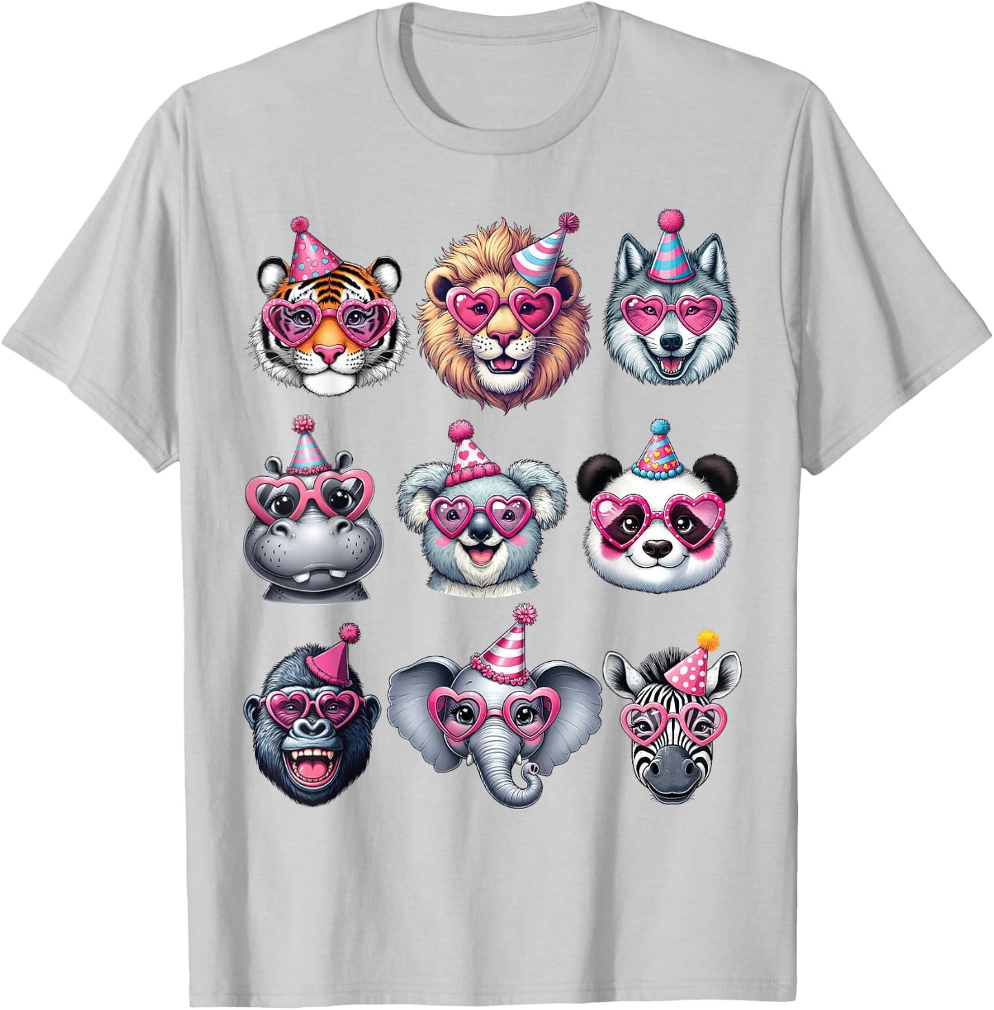 Zoo Animals Birthday Party Wildlife Lovers Boys Girls Kids T-Shirt - T-Shirt | Ash