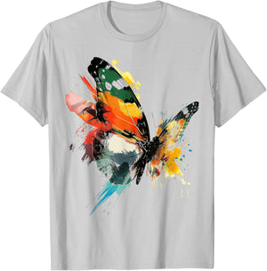 @n!mal Schmetterling Bunte Grafik Tier Abstrakte Kunst Schmetterling Multicolored Klein Klassisch Butterfly Graphic T-Shirt - T-Shirt | Ash