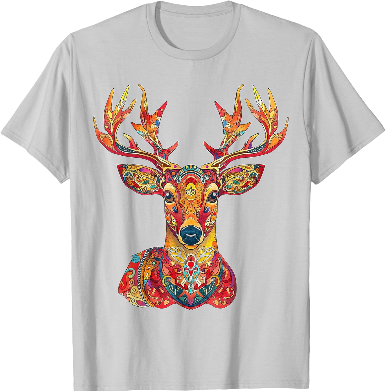 Reindeer Motif Artwork Reindeer T-Shirt - T-Shirt | Ash