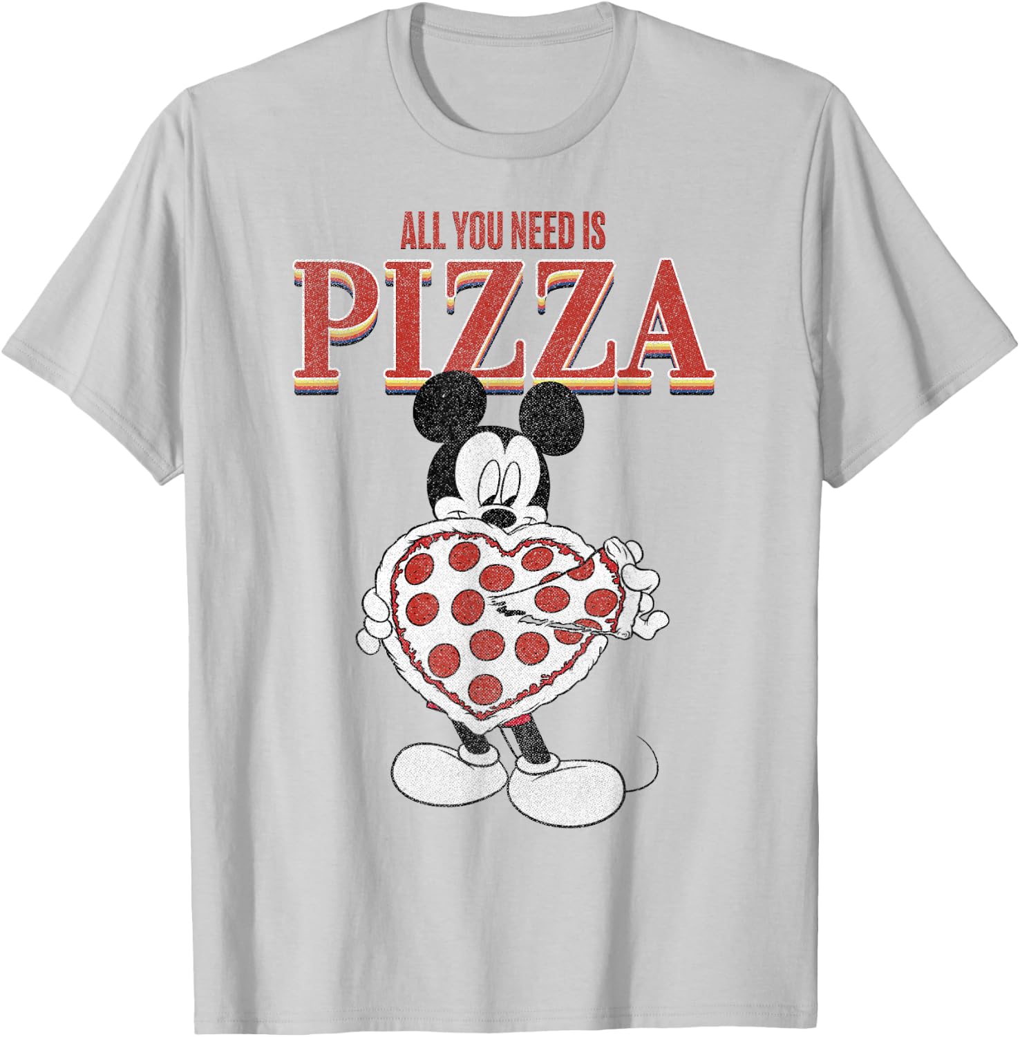 Disney Mickey And Friends Mickey All You Need Is Pizza T-Shirt - T-Shirt | Ash