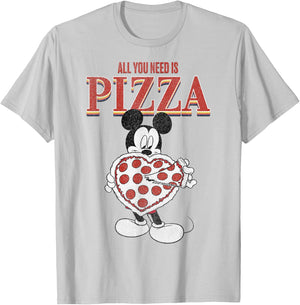 Disney Mickey And Friends Mickey All You Need Is Pizza T-Shirt - T-Shirt | Ash