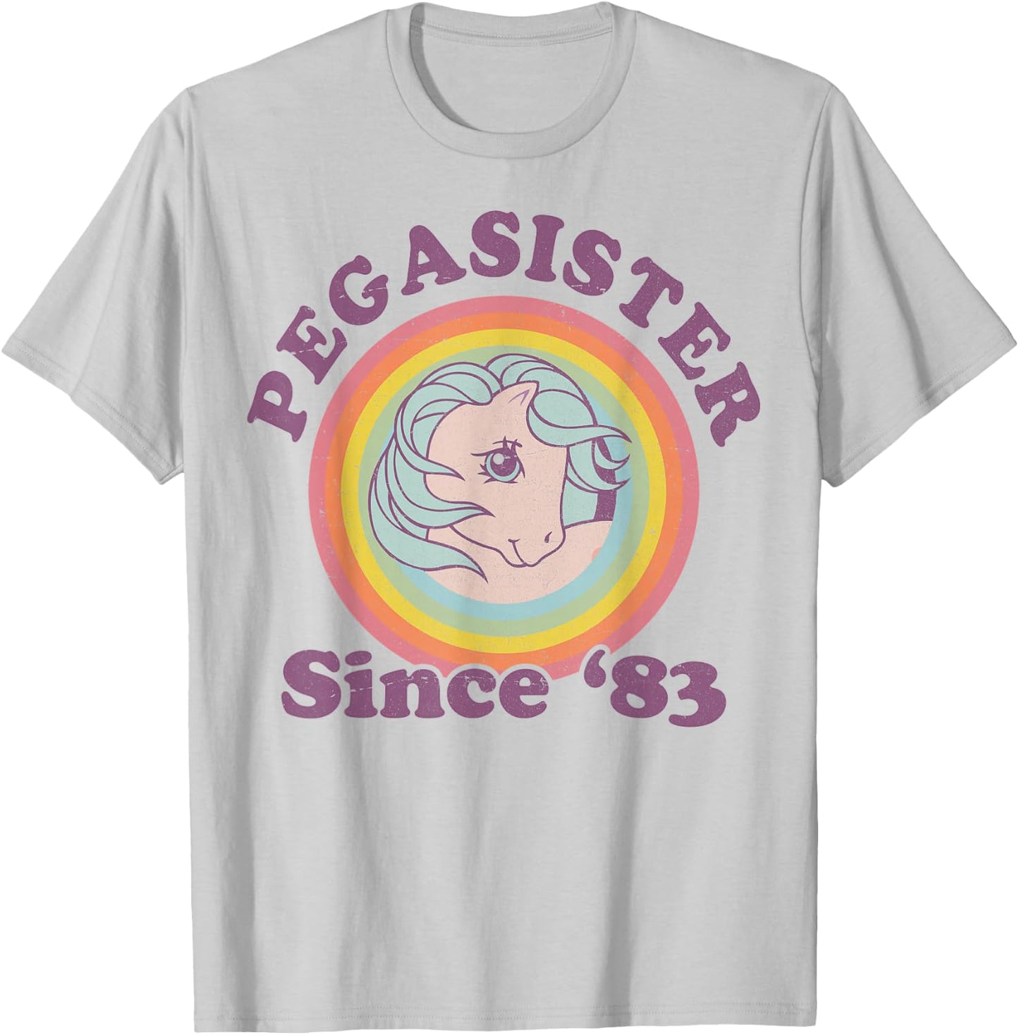 My Little Pony Pegasister Since '83 Retro Rainbow Circle T-Shirt - T-Shirt | Ash