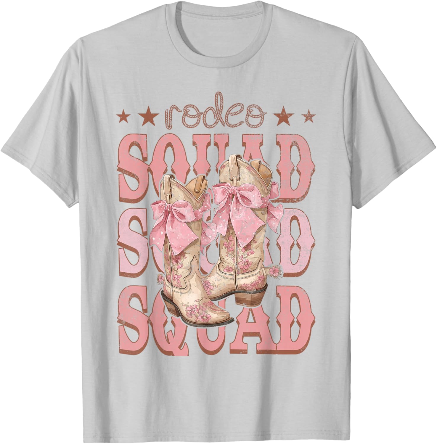 Rodeo Squad Pink Boots Coquette Cow-Girl Birthday Party T-Shirt - T-Shirt | Ash