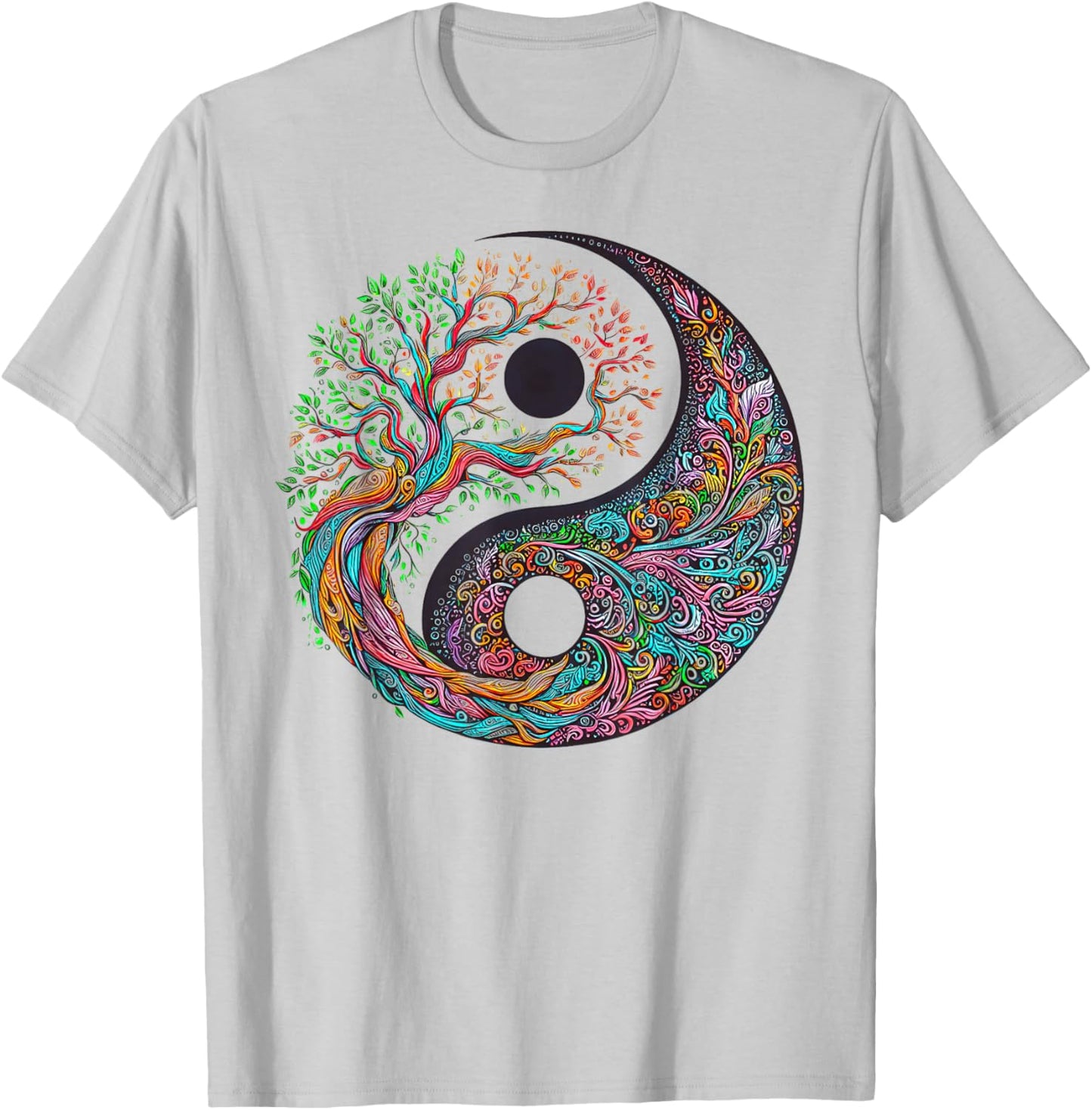 Yin Yang Tree of Life Taoist Symbol Yoga Meditation Buddhist T-Shirt - T-Shirt | Ash