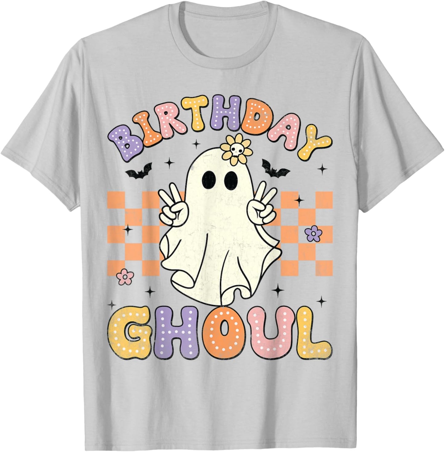 Birthday Ghoul Ghost Groovy Funny Halloween Birthday Party T-Shirt - T-Shirt | Ash