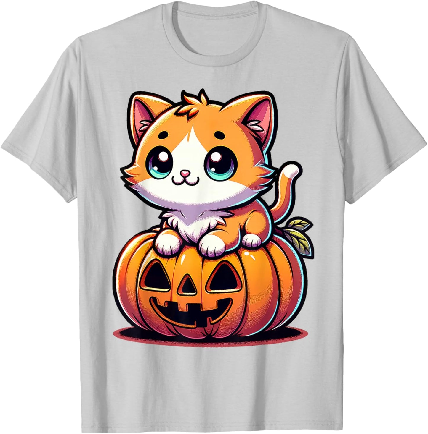 Halloween Cat Funny Fall Pumpkin Cat Lover Cute T-Shirt - T-Shirt | Ash