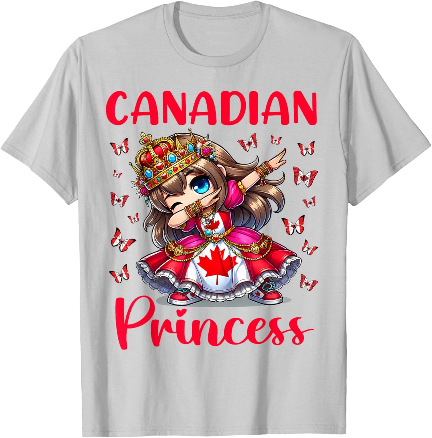 Canadian Princess Dab Girl Maple Leaf Pride for Kids Girls T-Shirt - T-Shirt | Ash