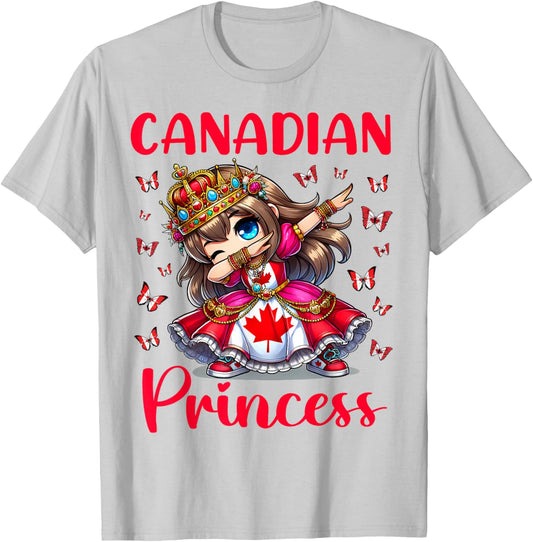 Canadian Princess Dab Girl Maple Leaf Pride for Kids Girls T-Shirt - T-Shirt | Ash
