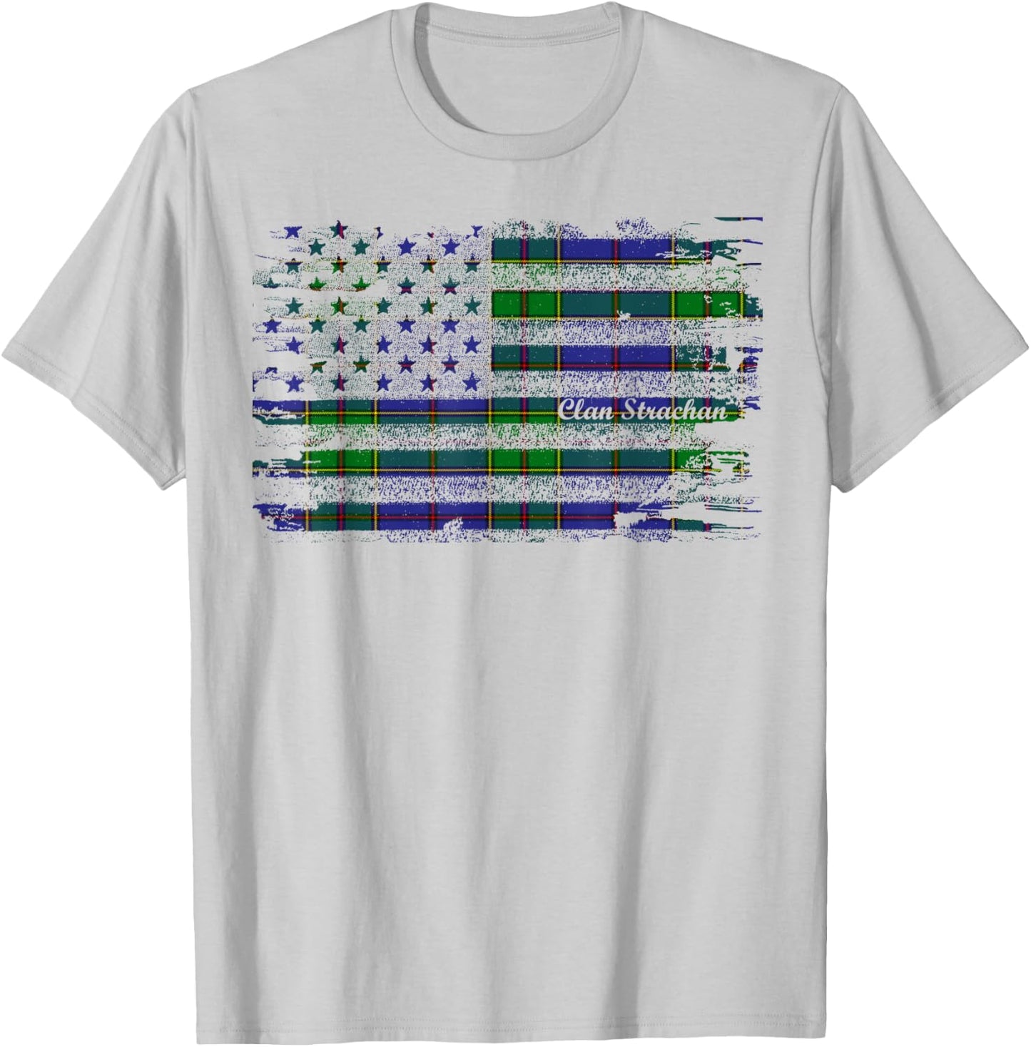 Strachan surname american flag scottish clan tartan Women Kids Men T-Shirt - T-Shirt | Ash