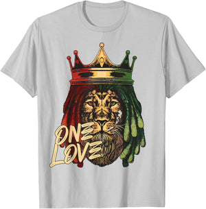 One Love Rasta Lion Jamaican Pride Reggae African T-Shirt - T-Shirt | Ash