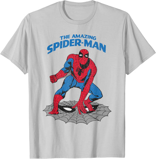 Marvel The Amazing Spider-Man Comic Retro T-Shirt - T-Shirt | Ash